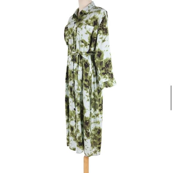 Green Coverup Long Sleeve collared shirt Swimsuit ButtonDown - Picture 7 of 12